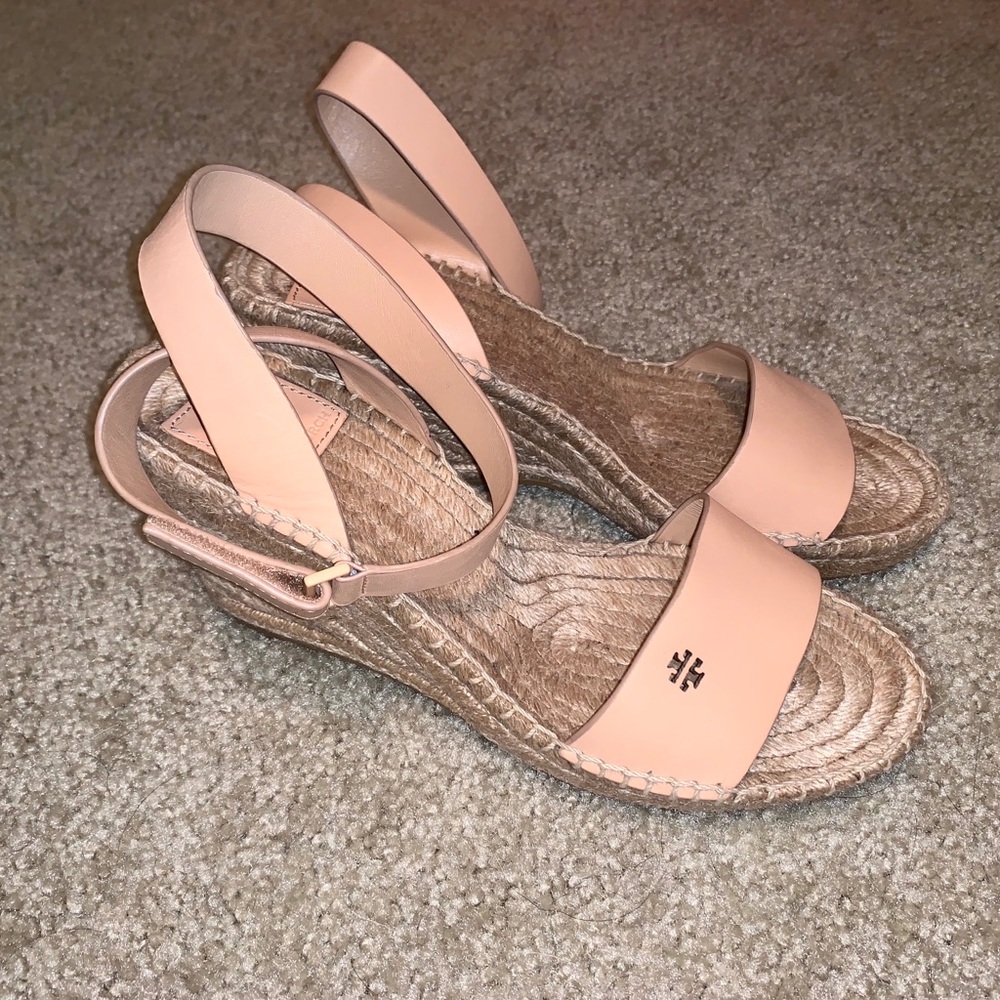 Tory Burch tan wedges